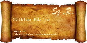 Sziklay Róza névjegykártya